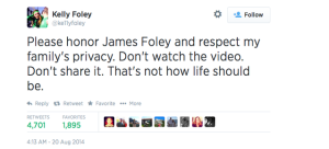 Il tweet della sorella di James Foley, Kelly