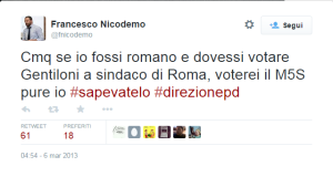 Fancesco Nicodemo (oggi responsabile della comunicazione per il PD di Renzi) su Paolo Gentiloni