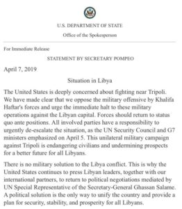 crisi libica. Gli Stati uniti accusano Haftar