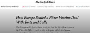 I vaccini Pfizer. Come l'Europa a concluso l'affare con sms e telefonate
